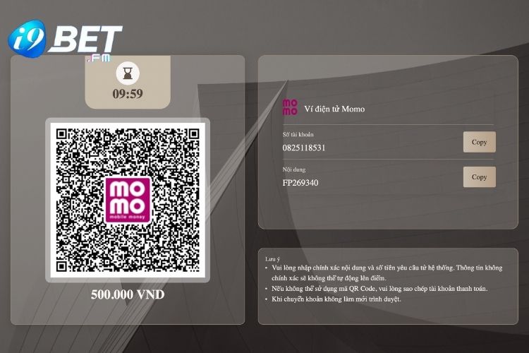 Mã quét QR code và thông tin giao dịch Momo Pay