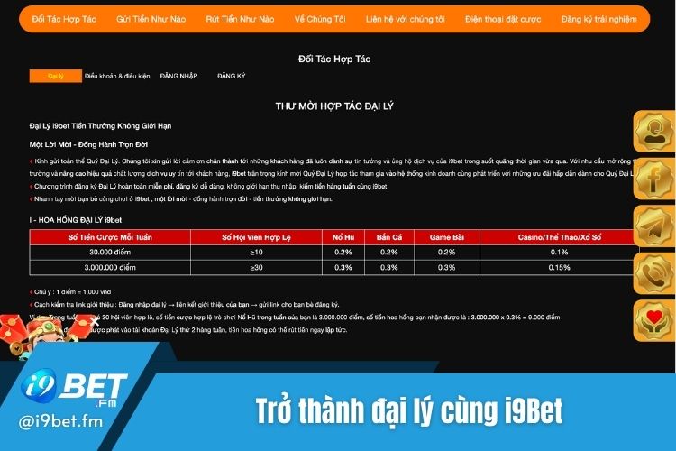 Trở thành đại lý i9Bet nhận hoa hồng khủng ngay hôm nay