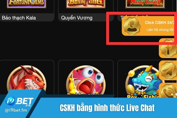 Sử dụng i9Bet liên hệ bằng hình thức Live chat