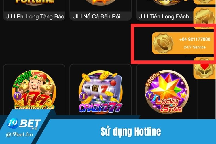 I9Bet liên hệ bằng Hotline của nhà cái