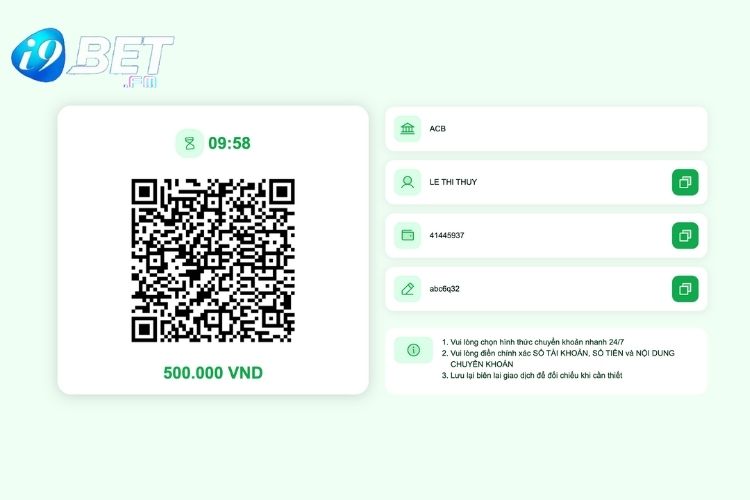 Cập nhật thông tin giao dịch bằng mã quét QR ngân hàng